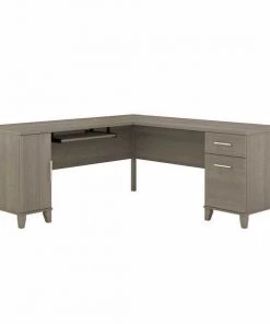 Bush Furniture Somerset 72W L Shaped Desk W/ Storage in Ash Gray