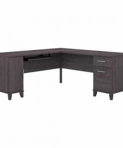 Bush Furniture Somerset 72W L Shaped Desk W/ Storage in Storm Gray