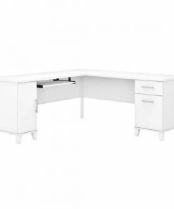 Bush Furniture Somerset 72W L Shaped Desk W/ Storage in White
