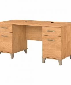 Bush Furniture Somerset 60W Office Desk W/ Drawers in Maple Cross