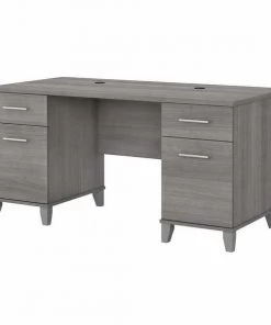 Bush Furniture Somerset 60W Office Desk W/ Drawers in Platinum Gray