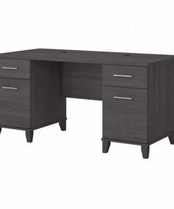 Bush Furniture Somerset 60W Office Desk W/ Drawers in Storm Gray