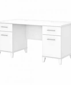 Bush Furniture Somerset 60W Office Desk W/ Drawers in White