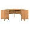 Bush Furniture Somerset 60W L Shaped Desk W/ Storage in Maple Cross