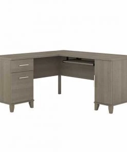 Bush Furniture Somerset 60W L Shaped Desk W/ Storage in Ash Gray