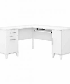 Bush Furniture Somerset 60W L Shaped Desk W/ Storage in White