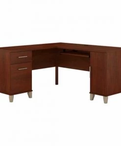 Bush Furniture Somerset 60W L Shaped Desk W/ Storage in Hansen Cherry