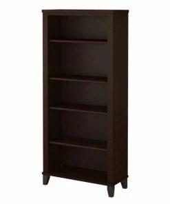 Bush Furniture Somerset Tall 5 Shelf Bookcase in Mocha Cherry