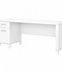 Bush Furniture Somerset 72W Office Desk W/ Drawers in White
