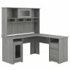 Bush Furniture Cabot 60W L Shaped Computer Desk W/ Hutch in Modern Gray