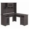 Bush Furniture Cabot 60W L Shaped Computer Desk W/ Hutch in Heather Gray