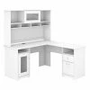 Bush Furniture Cabot 60W L Shaped Computer Desk W/ Hutch in White