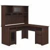 Bush Furniture Cabot 60W L Shaped Computer Desk W/ Hutch in Modern Walnut