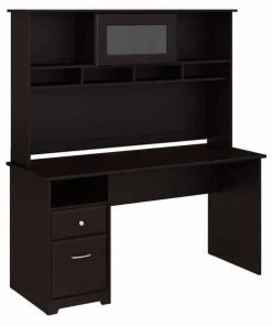 Bush Furniture Cabot 60W Computer Desk W/ Hutch and Drawers in Espresso Oak