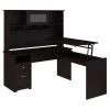 Bush Furniture Cabot 60W 3 Position L Shaped Sit to Stand Desk W/ Hutch, Espresso Oak