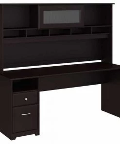 Bush Furniture Cabot 72W Computer Desk W/ Hutch and Drawers in Espresso Oak