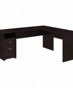 Bush Furniture Cabot 72W L Shaped Computer Desk W/ Drawers in Espresso Oak