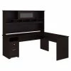 Bush Furniture Cabot 72W L Shaped Computer Desk W/ Hutch and Drawers in Espresso Oak