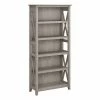 Bush Furniture Key West Tall 5 Shelf Bookcase in Washed Gray