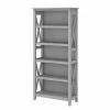 Bush Furniture Key West Tall 5 Shelf Bookcase in Cape Cod Gray