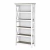 Bush Furniture Key West Tall 5 Shelf Bookcase in Pure White and Shiplap Gray