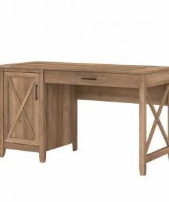 Bush Furniture Key West 54W Computer Desk W/ Keyboard Tray and Storage, Reclaimed Pine