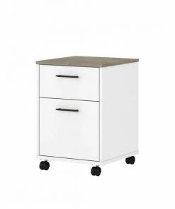 Bush Furniture Key West 2 Drawer Mobile File Cabinet in Pure White and Shiplap Gray