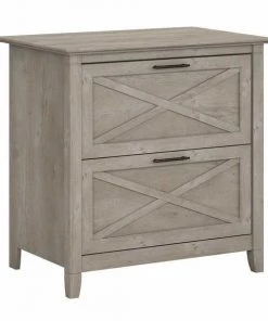 Bush Furniture Key West 2 Drawer Lateral File Cabinet in Washed Gray