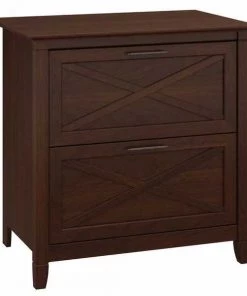 Bush Furniture Key West 2 Drawer Lateral File Cabinet in Bing Cherry