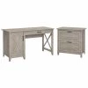 Bush Furniture Key West 54W Computer Desk W/ Storage and 2 Drawer Lateral File Cabinet, Washed Gray