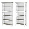 Bush Furniture Key West 5 Shelf Bookcase Set in Pure White and Shiplap Gray