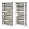 Bush Furniture Key West 5 Shelf Bookcase Set in Linen White Oak