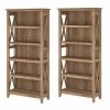Bush Furniture Key West 5 Shelf Bookcase Set in Reclaimed Pine