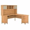 Bush Furniture Somerset 72W L Shaped Desk W/ Hutch in Maple Cross