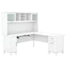Bush Furniture Somerset 72W L Shaped Desk W/ Hutch in White