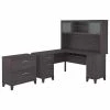 Bush Furniture Somerset 60W L Shaped Desk W/ Hutch and Lateral File Cabinet, Storm Gray