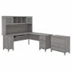 Bush Furniture Somerset 72W L Shaped Desk W/ Hutch and Lateral File Cabinet, Platinum Gray