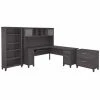 Bush Furniture Somerset 72W L Shaped Desk W/ Hutch, Lateral File Cabinet and Bookcase, Storm Gray