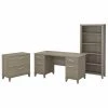 Bush Furniture Somerset 60W Office Desk W/ Lateral File Cabinet and 5 Shelf Bookcase, Ash Gray