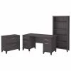 Bush Furniture Somerset 60W Office Desk W/ Lateral File Cabinet and 5 Shelf Bookcase, Storm Gray