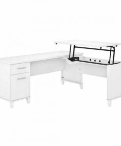 Bush Furniture Somerset 72W 3 Position Sit to Stand L Shaped Desk in White