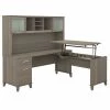 Bush Furniture Somerset 72W 3 Position Sit to Stand L Shaped Desk W/ Hutch, Ash Gray