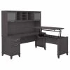 Bush Furniture Somerset 72W 3 Position Sit to Stand L Shaped Desk W/ Hutch, Storm Gray