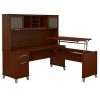 Bush Furniture Somerset 72W 3 Position Sit to Stand L Shaped Desk W/ Hutch, Hansen Cherry