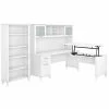 Bush Furniture Somerset 72W 3 Position Sit to Stand L Shaped Desk W/ Hutch and Bookcase, White