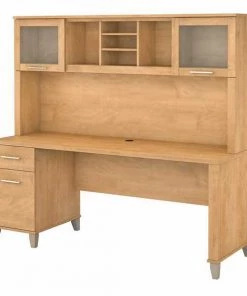 Bush Furniture Somerset 72W Office Desk W/ Drawers and Hutch in Maple Cross
