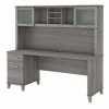 Bush Furniture Somerset 72W Office Desk W/ Drawers and Hutch in Platinum Gray