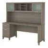 Bush Furniture Somerset 72W Office Desk W/ Drawers and Hutch in Ash Gray