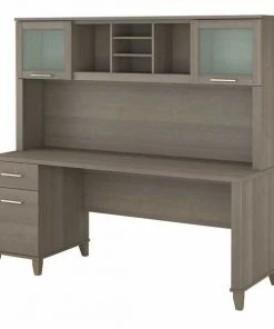 Bush Furniture Somerset 72W Office Desk W/ Drawers and Hutch in Ash Gray