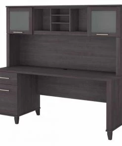 Bush Furniture Somerset 72W Office Desk W/ Drawers and Hutch in Storm Gray